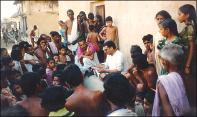 Balbir Mathur Talking to Village Men