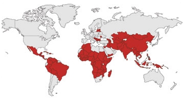 World map - where there is malnutrition