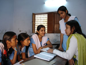 Teacher with girls
